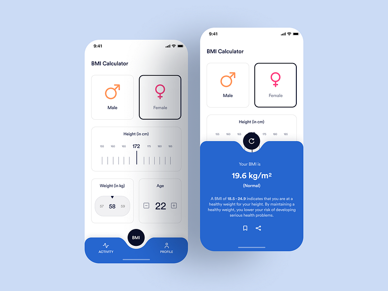 Bmi Calculator designs, themes, templates and downloadable graphic elements on Dribbble