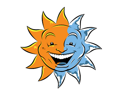 Fire & Ice air conditioning fire happy ice illustration logo sun