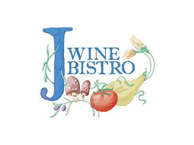 J Wine Bistro bistro logo sedona watercolor