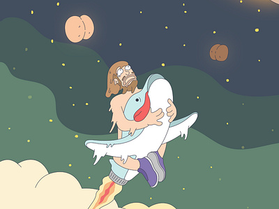 Dolphin Rocket Boy 3000 adobe illustrator creative humor illustration illustrator imagination quirky space vector