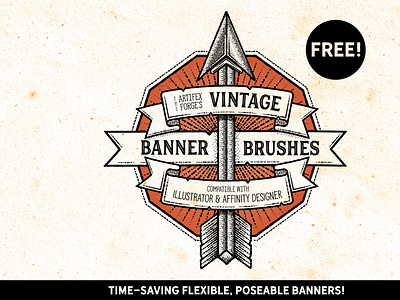 Free - Vintage banner Brushes arrow arrows banner brush illustrator retro tattoo vector vintage