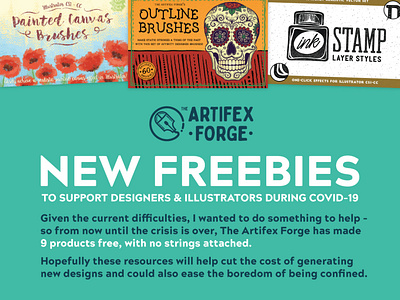 New Artifex Forge Freebies bottle brush brushes canvas design flower flowers free freebies illustrator ink patterns skull stamp stamps texture textures tools watercolor watercolour