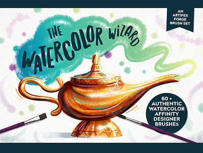 The Watercolor Wizard affinity affinitydesigner brush brushes genie lamp post smoke watercolor watercolour
