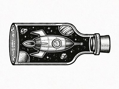 Spaceship in a Bottle bottle planet planets space spaceship spaceships star stars universe