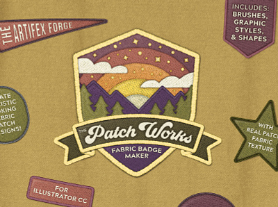 The Patch Works badge badges fabric illustrator maker patch patches vector wilderness woodland