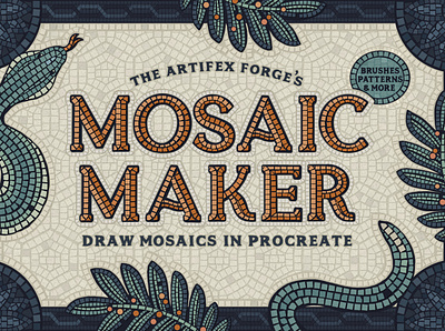Mosaic Maker - Procreate Brushes brush brushes fauxsaic fauxsaics mosaic mosaics procreate roman snake snakes tile tiles vintage
