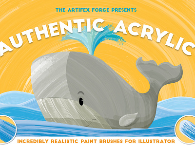 Authentic Acrylic Brushes for Illustrator acrylic art brush brushes illsutrator paint painted water whale