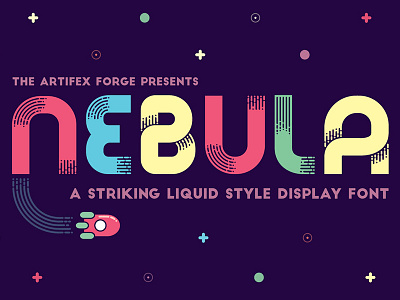 Nebula - A liquid style font display font liquid retro rocket sci fi space stars type typography vintage