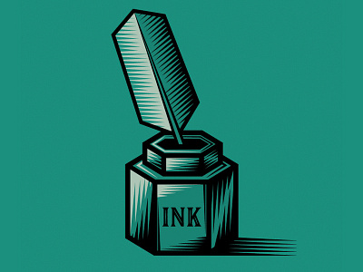 Quill and Ink dip pen illustration illustrator ink inked pen and ink quill vector woodcut