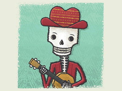 Skelly banjo brush brushes honey honeycomb illustrator music skeleton skull vector