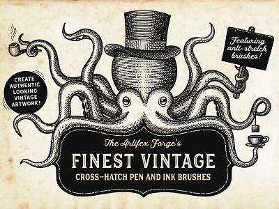 Octopus brush brushes hat illustrator octopus retro victorian vintage