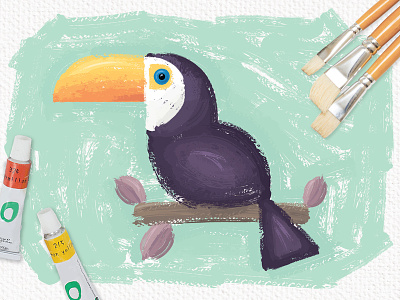 Oil Paint Toucan bird brush brushes illustrator oil paint painting toucan vector