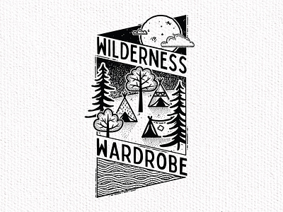 Wilderness Wardrobe Tag design camping cloud clouds moon mooncake moonlight outdoor outdoors river tent tents tipi tree trees wilderness woodland yurt