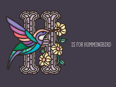 'H' is for Hummingbird flower flowers glass humming humming bird hummingbird hummingbirds lead letter lettering letters light lights stained stained glass