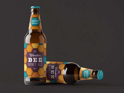 The Worker Bee - packaging Design ale bee logo beer beer art beer bottle bees bottle design hex hexagon lead light lights stained stained glass window