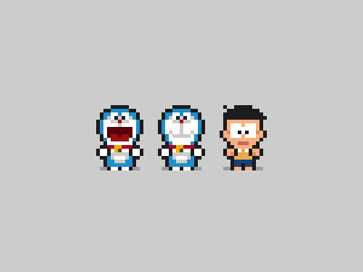 Doraemon + Nobita Nobi animation doraemon gif nobita nobi pixel pixel art