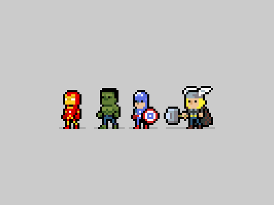 The Avengers 8 bit avengers captain hulk ironman pixel art thor