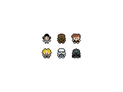 Star Wars Pokemon trainers 16x16px 3 colors game boy gif pixel pixel art pokemon star wars trainers
