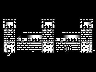 1 bit castle 1 bit 2 colors black and white castle pixel art