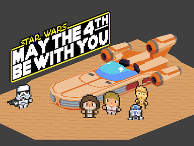 May the 4th be with you aseprite blender land speeder lowpoly pixel art star wars