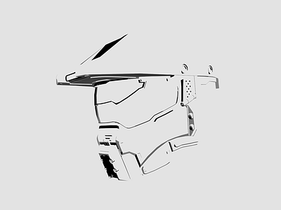 Master Chief - Minimal 3d drawing helmet illustration ion lucin minimal modeling symbolism