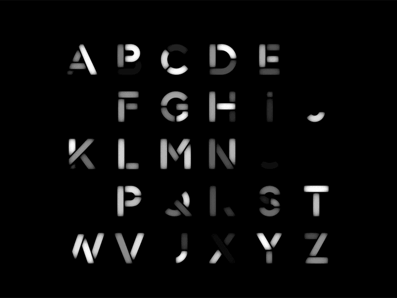 Randomize animated typeface - Dark Alphabet animated animation app contrast font graphic ion lettering lucin motion typeface typography