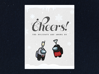 Among Us Holiday Card: Cocktail Party Invite (Front) amongus card gaming holiday illustration