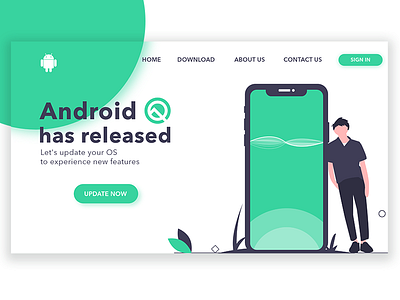 Android Q Web Design art clean design interface landing landingpage page ui user interface ux vector website