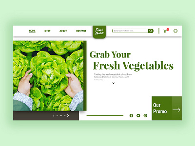 Farm's Market clean clean ui ecommerce farm green landing page ui uiux ux vegetable web web design website white