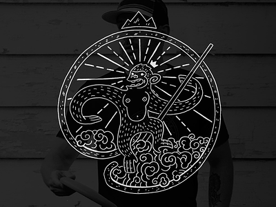 Monkey King apparel black and white illustration line drawing monkey mythology nebraska t shirt within the fold 齐天大圣
