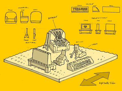 Lego Batman Sand Sculpture concept batman drawing lego perspective schematic sketch