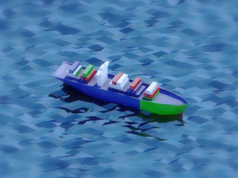 Tanker ship 3d gif illustration lowpoly motion