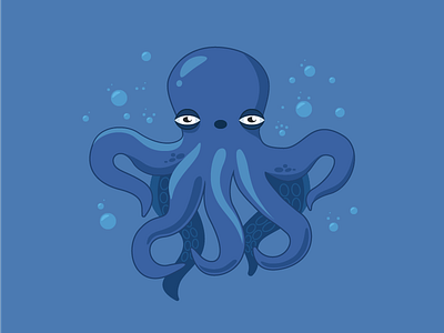 Octopus vector illustration ai blue flat illustration octopus vector