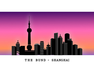 The Bund - artist china design flat illustration place place to visit shanghai the bundle tourist