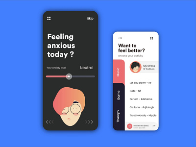 Mobile App Ui UX For anxiety and stress help !