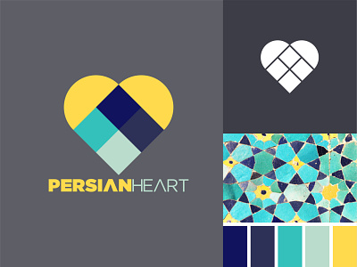 Persian Heart blue design green heart illustration logo monogram persian persian color yellow