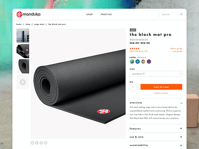 Manduka – Product Detail design ecommerce ui web yoga