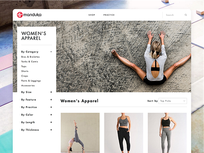 Manduka – Category coplex design ecommerce ui web yoga