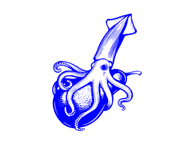 Squid & Pear calamari carving identity logo pear squid woodcut