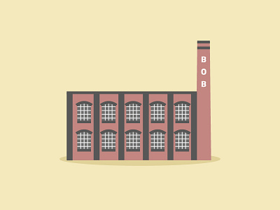 B O B abandoned bob chimney factory icon illustration industrial