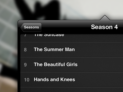 Netflix iPad Player Episodic Selection list madmen media netflix player popover season