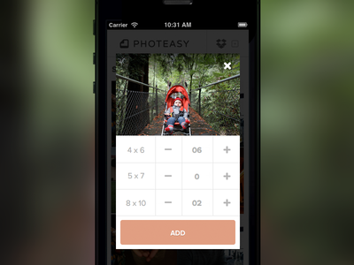 Photeasy Add Print UI app branding clean design flat interface ipad iphone login photos responsive ui web website