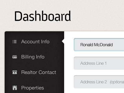 Ronald McDonald dashboard form ui