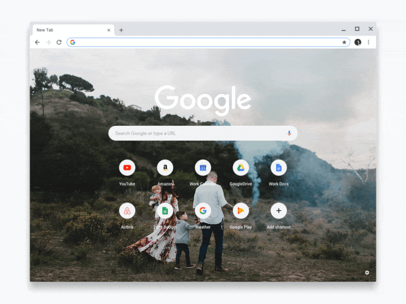 Chrome New Tab Page background background image browser browserui chrome chrome os customization gif google google design material material design material ui personalization photo screensaver tab ux ux ui web