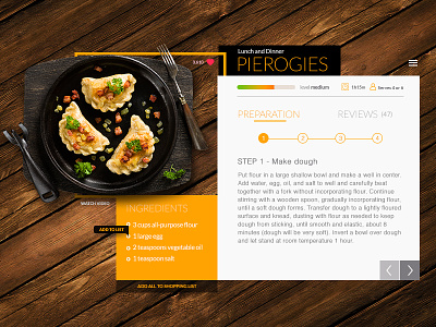 Day 009 - Recipe flat food nutrition pierogies recipe restaurant widget