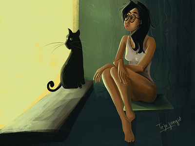 girl with cat