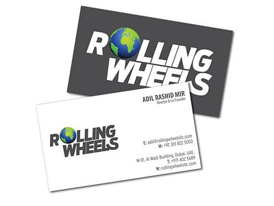 Rolling Wheels logo + stationery branding logo design stationery visiting card design