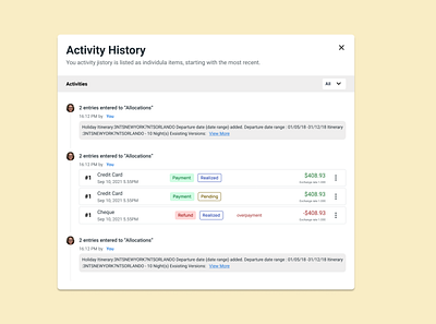 Activity History concept design design ui uiux