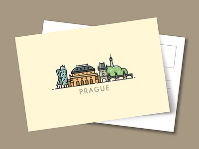 Postcard Design - Prague adobeillustator brochure brochuredesign design dribbbleweeklywarmup icon postcard postcard design postcardproject print prompt weekly weekly challenge weekly warm up weeklywarmup