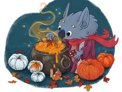 Magic Potion animal art art autumn children book children illustration coala fall halloween illustration magic